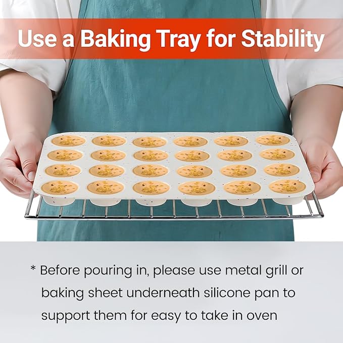 CAKETIME Silicone Mini Muffin Pan, 24 Cups Nonstick Mini Cupcake Pan for Baking Muffin, Cupcake, Egg Bites, Fat Bomb, 1 Pack Confetti