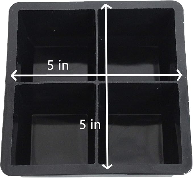 Silicone Ice Cube Trays Large for Whisky(2.5-Inches) - Whiskey Ice Cube Mold, With Easy Release Ice Cubes for Whiskey and For Cocktail,Food Grade (Black 1 Tray)