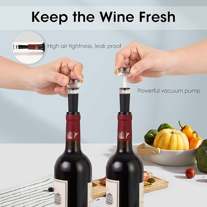 Beneno Multifunctional Wine Bottle Opener Gift Set - Wing Corkscrew, Foil Cutter, Vacuum Stopper & Aerator Pourer, Perfect for Wine Lovers Man Woman, Purple Set