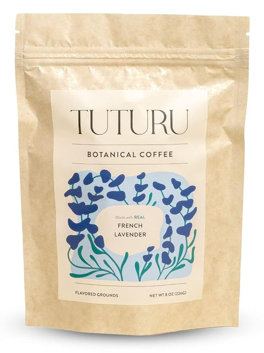 Organic Lavender Ground Coffee | Real Lavender Flower | Medium Roast, Organic Flavored Coffee | Smooth Low-Acid | Perfect for Drip, Pour Over or Cold Brew | 8 oz, 22 Servings