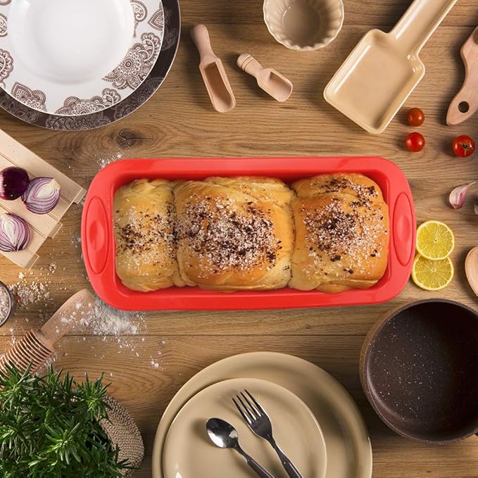 SILIVO Silicone Bread and Loaf Pans (4 Pack) - Nonstick Silicone Baking Mold for Homemade Loaf, Bread and Meatloaf