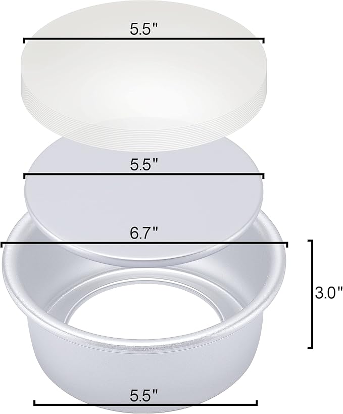 6 Inch Round Cake Pan Set of 4, Nonstick Aluminum Baking Pans with 100 Sheets Parchment Paper, Cake Tins For Making Layered Cakes Deep Dish Pizza Quiches, Removable Bottom For Easy Quick Release