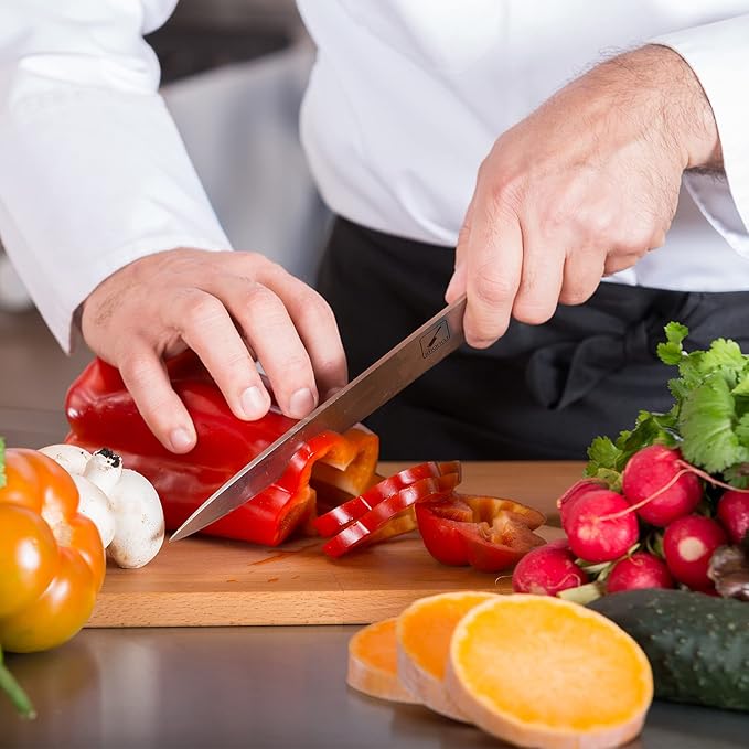 imarku Chef Knife - Pro Kitchen Knife 8 Inch Chef's Knives Japanese SUS440A Stainless Steel Sharp Paring Knife with Ergonomic Handle, Black Handle, Christmas and Thanksgiving Gifts for men and Women