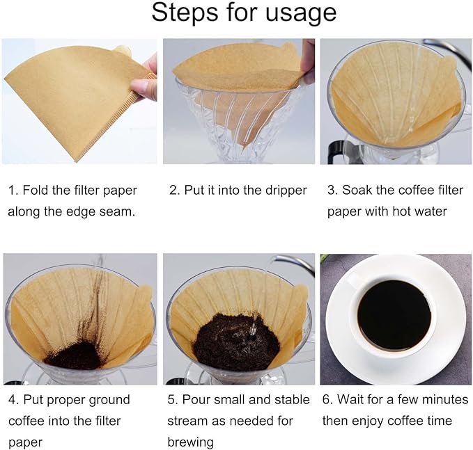 Cone Coffee Filters Size 02, 100 Count 1-4 Cups Unbleached V02 Disposable Coffee Filter Paper, Compatible with Conical Shaped Pour Over Coffee Dripper and Drip Coffee Maker
