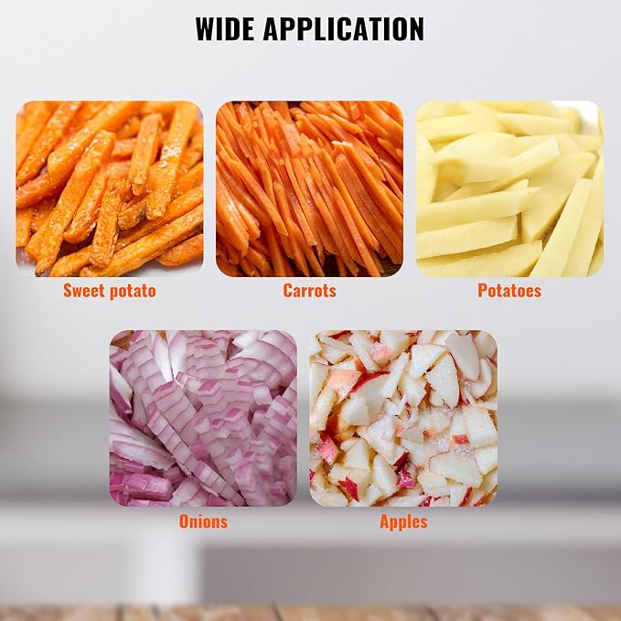 VEVOR Commercial Vegetable Fruit Chopper 3/8″ Blade Professional Food Dicer Kattex French Fry Cutter Onion Slicer Stainless Steel for Tomato Peppers Potato Mushroom Upgrade Style 3/8"