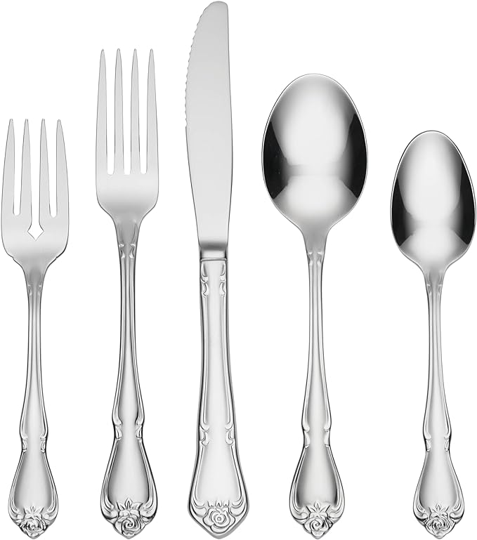 Oneida B552020A True Rose 20 Piece Everyday Flatware Set, Service For 4