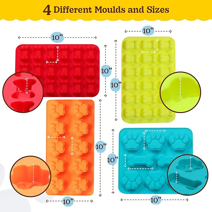 BoneItUp Dog Treat Making Kit – All-in-One DIY Cookie Set with Reusable 4 Silicone Dog Treat Molds, 3 Cutters, 10 Recipes & Gift Bags – Make Healthy Homemade Treats for Dogs