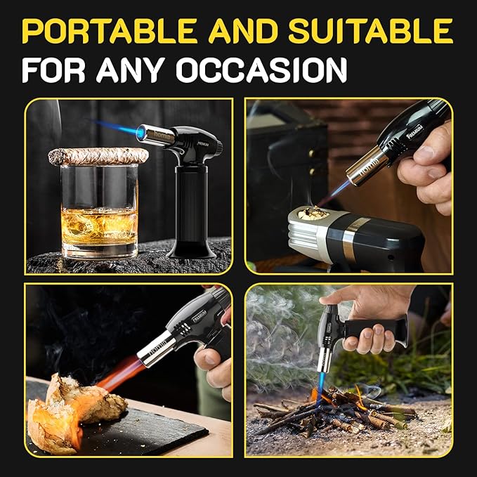 Cocktail Smoker Kit Butane Torch - Premium Quality Wood - Wooden Bar Smoker for Cocktails - Old Fashioned Cocktails, Whiskey or Bourbon, Drinks - Gift for Men