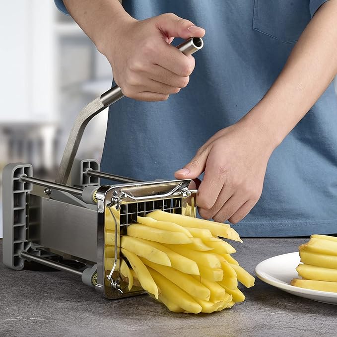 French Fry Cutter, Sopito Professional Potato Cutter Stainless Steel with 1/2-Inch Blade Great for Potatoes Carrots Cucumbers