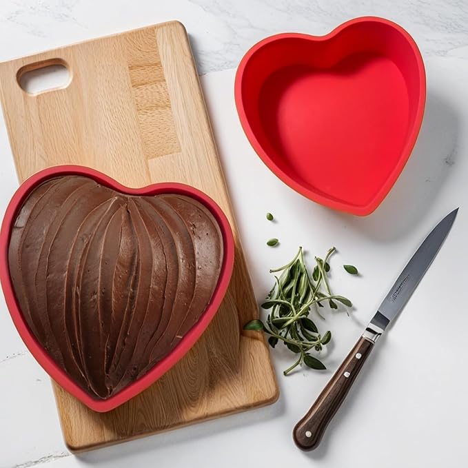 Heart Shaped Cake Pans, 3pcs 6 Inch Silicone Cake Pan for Baking, Heart Molds Silicone Non-Stick Quick Release Suitable, Easy Clean