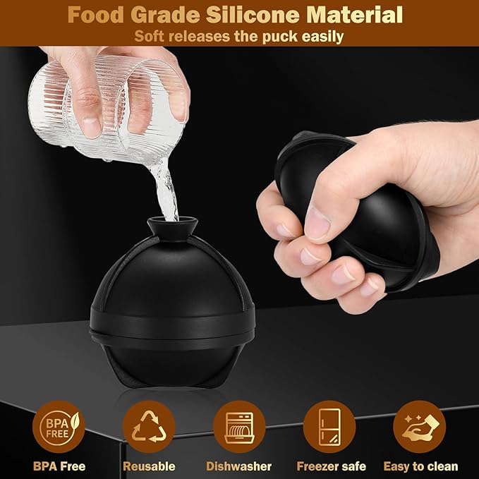 Baseball Ice Cube Mold 2.5 Inch Large Silicone 3D Baseball Ice Cube Molds Fun Shapes Novelty Baseball Cube Molds Christmas Gifts for Cocktails, Bourbon, Brandy, Whiskey (1, Baseball)