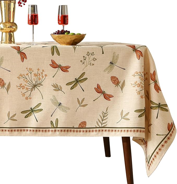 ISAENNE Designer Floral Linen Square Tablecloth,French Off White Elegant Table Cloth,Fall Washable Home Decor Tablecloths for Dining Thanksgiving Kitchen Christmas Party,67"*67"-Grace B