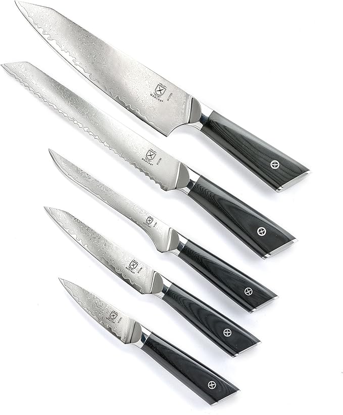 Mercer Culinary Premium Grade Super Steel 6-Piece Knife Set with Magnetic Bamboo Stand, G10 Handles