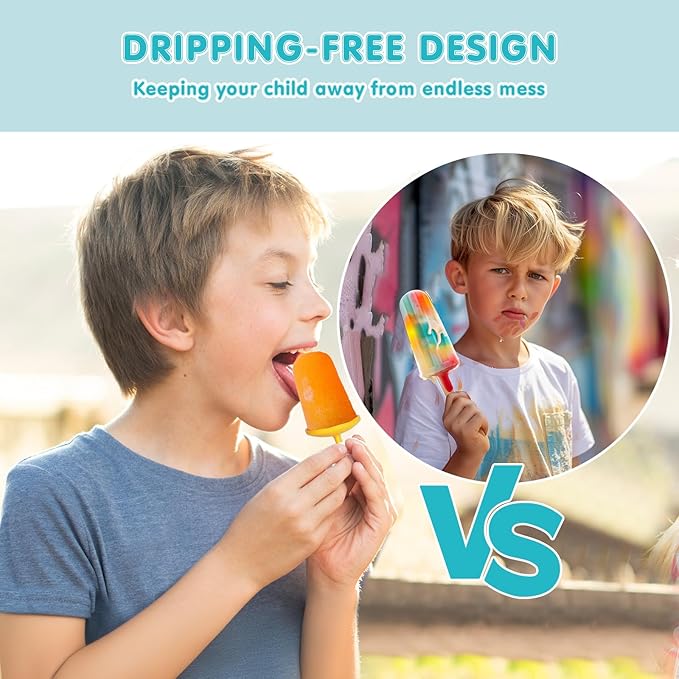 Miaowoof Silicone Popsicles Molds for Toddlers, 8-Cavity Non-BPA Premium Silicone Small Popsicle Molds, Ice Pop Mold with 8 Colorful Reusable Sticks for Kids (Blue)