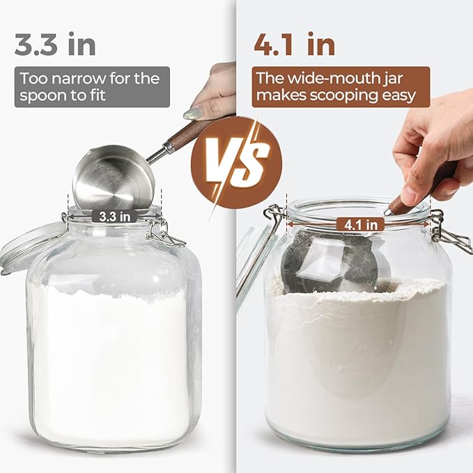 ComSaf Glass Jars with Airtight Lid 86 oz, Wide Mouth Mason Jars, Canning Jars, Large Glass Storage Containers with Lids, Flour Sugar Storage Containers, Large Canister for Rice, Pickle, Set of 2