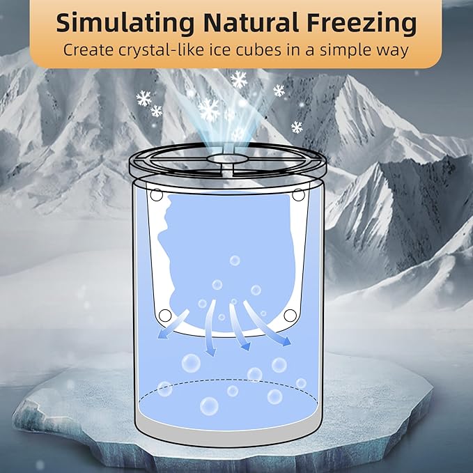 Clear Ice Cube Maker, 2.5 Inch Stainless Steel Crystal Large Clear Ice Ball Maker, Silicone Ice Cube Mold for Cocktails, Drinks & Bourbon, Whiskey Gifts for Men, Metal Color