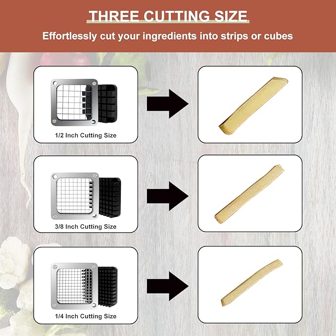 2Pcs Replacement Chopper Blade,1/4''&3/8''Commercial Vegetable Chopper Dicer Stainless Steel Blade and Pusher Block for Fruit Cutting Machine Tomato onion French Fries Cutter
