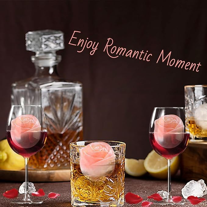 2 INCH Fun Shapes,Rose Ice Cube Mold,Rose Gift Ice Ball Maker Mold | Silicone Ice Cube Tray,Whiskey Ice Cubes Mold,Bourbon Ice Cube Molds Slow Melting Ice for Whiskey,Cocktails&Old Fashioned