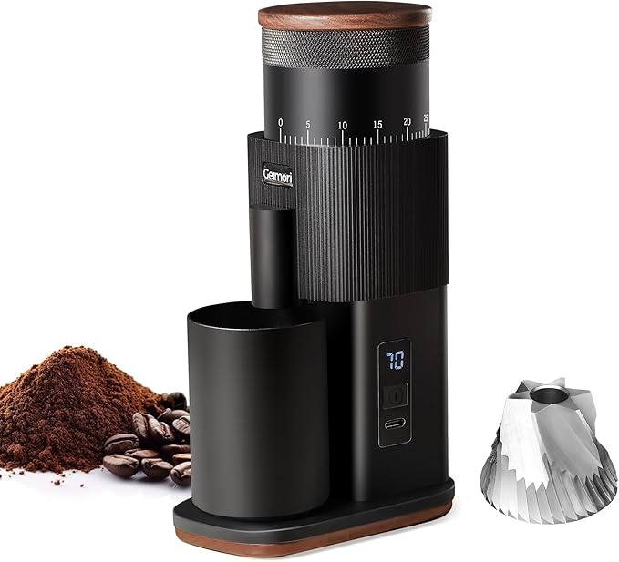Coffee Grinder,Wirsh Portable Cordless Rechargeable Burr Coffee Grinder Geimori T38 with Conical Burrs,3600mAh Batteries,Grind Settings for Espresso,Pour Over,French Press,Camping,Travel&Home Use