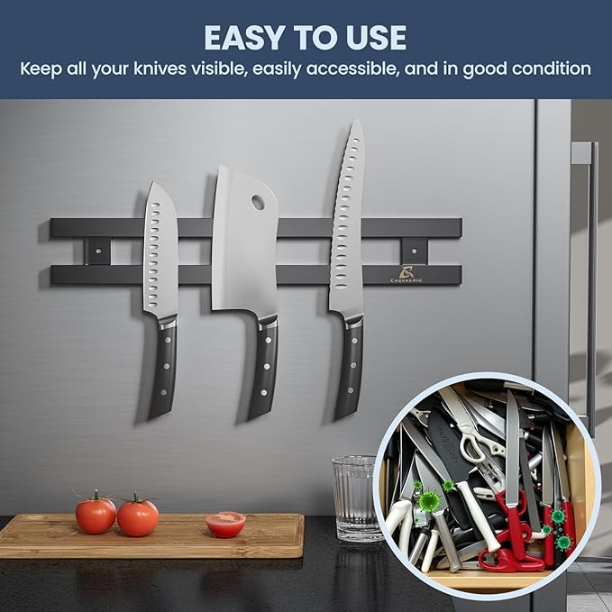 16.5 Inch Heavy-Duty Magnetic Knife Holder for Refrigerator, No Adhesive Tape or Screws Needed Knife Magnetic Strip for Strong Fridge Mount or Wall as Gifts for Women or Men