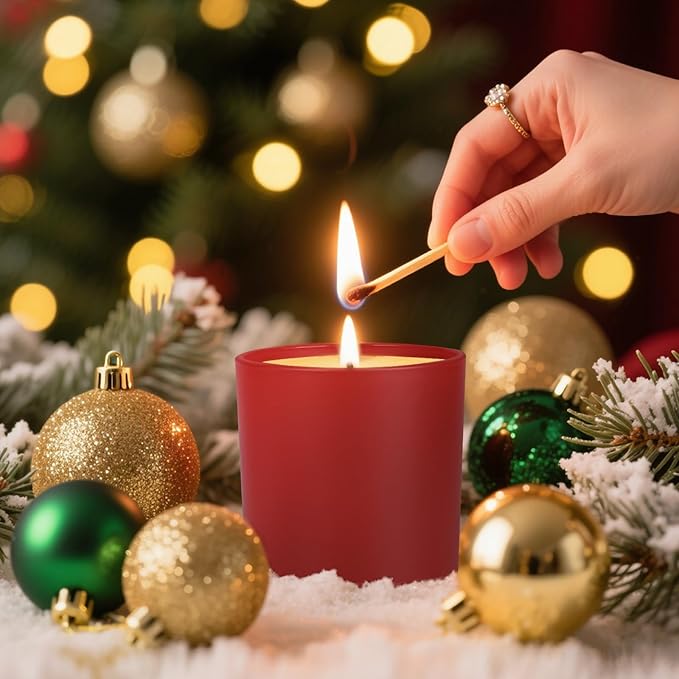 SHOWIN Thick Candle Jars for Making Candles 16 Pcs, 7 OZ Empty Jars with Wood Lids for Candle Making, Sample Container, Christmas
