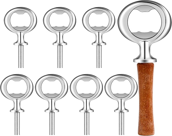 Metal Bottle Opener Kit Blank Bottle Opener Stainless Steel Open Inserts Hardware for Wedding Wine Party DIY Project Craft Wood Turning(Silver,7 Pieces)