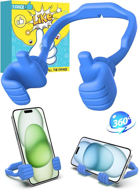 Stocking Stuffers for Teens Boys Girls Cell Phone Stand: Upgrade Adjustable Thumbs Up Lazy Phone Holder for Desk Fun Birthday Gifts for Grandma Adults Husband from Wife (Sky Blue, 1)