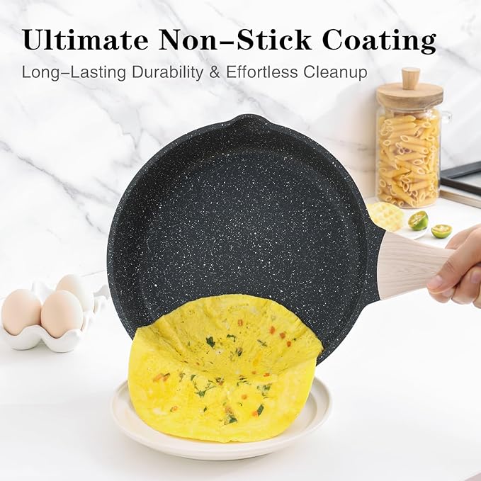 Kordisen Nonstick Frying Pan Skillet, 11 Inch Granite Cooking Pan Nonstick, Healthy and Non Toxic, Induction Compatible, PFOA Free