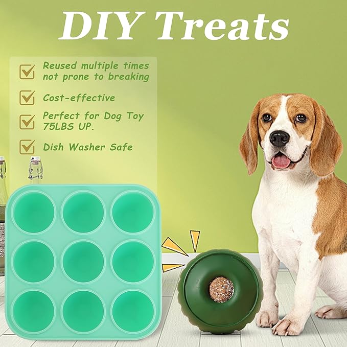 9Cavities Silicone Dog Treat Mold for Woof Pupsicle & Power Chewer Pupsicle, Frozen Dog Treat Molds for Making Refill Treats, Reusable Treat Tray for The Pupsicle Toy 25-75lbs (Extra Large)