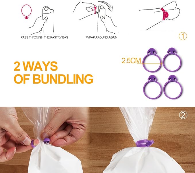 ilauke 100 Pack Cake Decorating Supplies 18 inch Piping Bags Disposable Thickened Large Pastry Bags with 4 Icing Bag Ties, Extra Thick Anti-Burst Piping Bags for Cookie