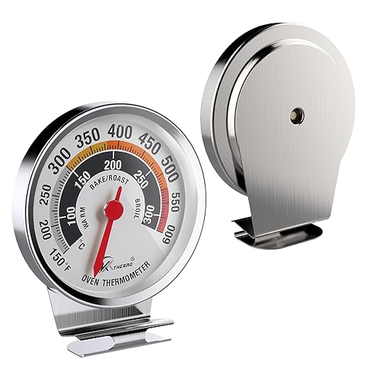 NSF Certified Oven Thermometer - KT THERMO 3in Analog Appliance Thermometer with Wide 150-600°F Temperature Range, Stainless Steel, Large Dial for Easy Reading
