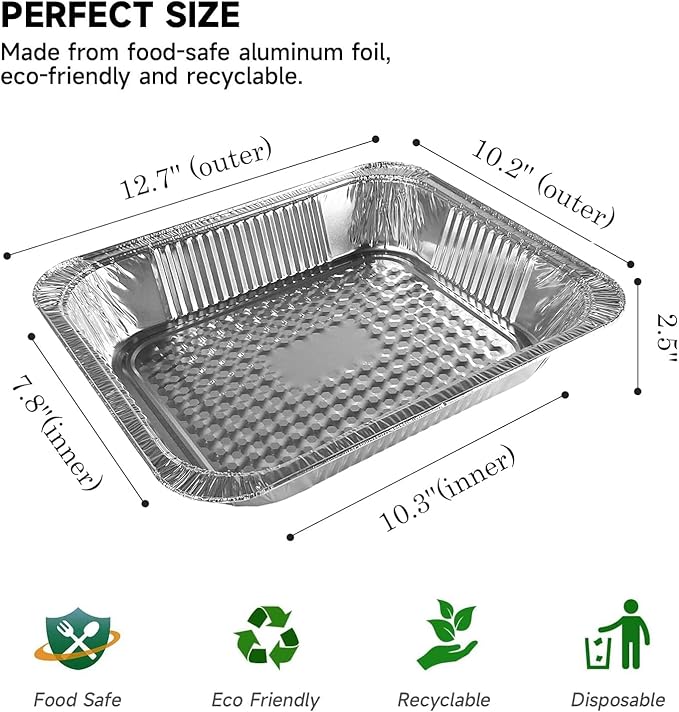 Aluminum Baking Pan Half-Size, 9x13 Inches, Heavy-Duty Disposable Aluminum Foil Pan, Deep Baking Pan Suitable for Cake Baking, Cooking, Roasting, Heating, and Steaming Meal Tray (20 PACK)