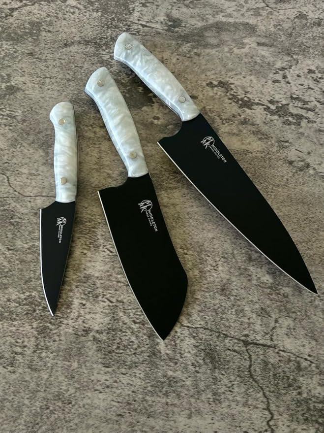 Middleton Made Knives Echo 8 Inch Chef Knife - Handmade Professional Chef Knife - Chefs Knife Made with AEB-L Stainless Steel - USA Made Knife - Great Chef Gifts - Pearl