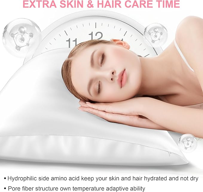 Silk Body Pillow Cover with Zipper, Mulberry Silk Pillow Cases Body Size Ultra Smooth and Soft Breathable Cooling Silk Satin Body Pillowcase for Hair and Skin (20x54 Inches, 1 Pack)