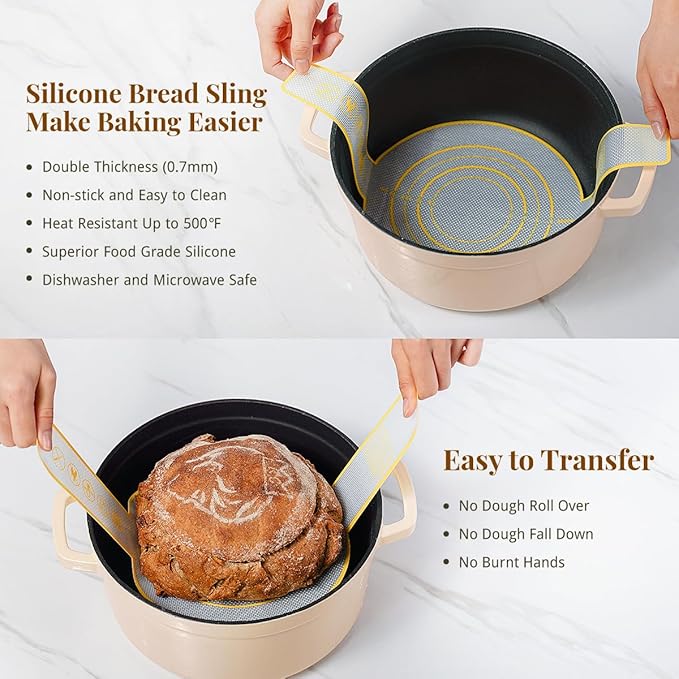 Sourdough Starter Kit, Sourdough Bread Baking Supplies with 2 Pcs 10" Oval Banneton Bread Proofing Baskets, Dough Scraper, Dough Whisk, Bread Lame, Silicone Sling, Spatula, Recipe