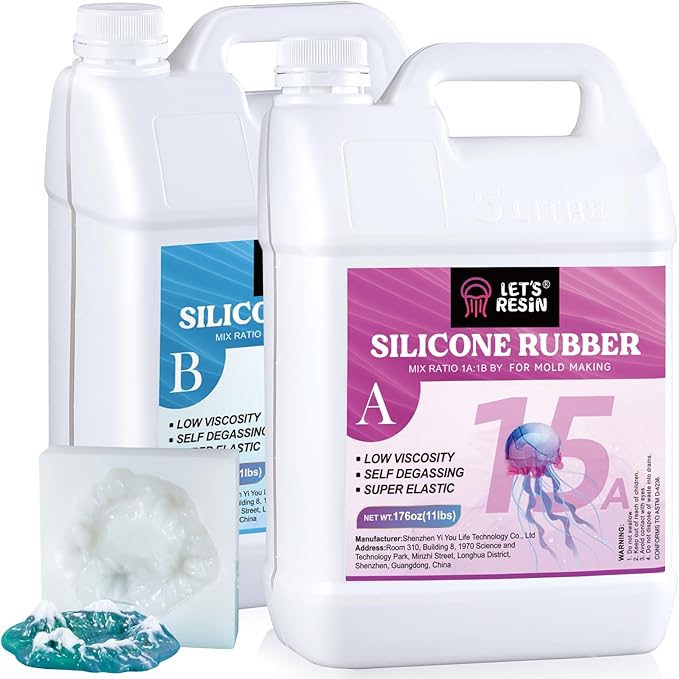 LET'S RESIN Silicone Mold Making Kit 15A, 4H Faster Curing Liquid Silicone Rubber, Super Elastic Translucent Clear Mold Making Kit, Molding Silicone for Silicone Molds, Soap Making, Clay(22lbs)
