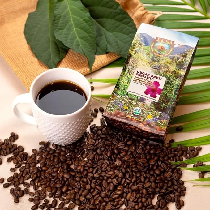 Low Acid Organic Coffee – Whole Bean, Mold-Free & Stomach Friendly by Java Planet, Peruvian Single Origin Decaf Coffee, Water Process, Medium Dark Roast, Smooth Full Flavored, 2x1LB Bag
