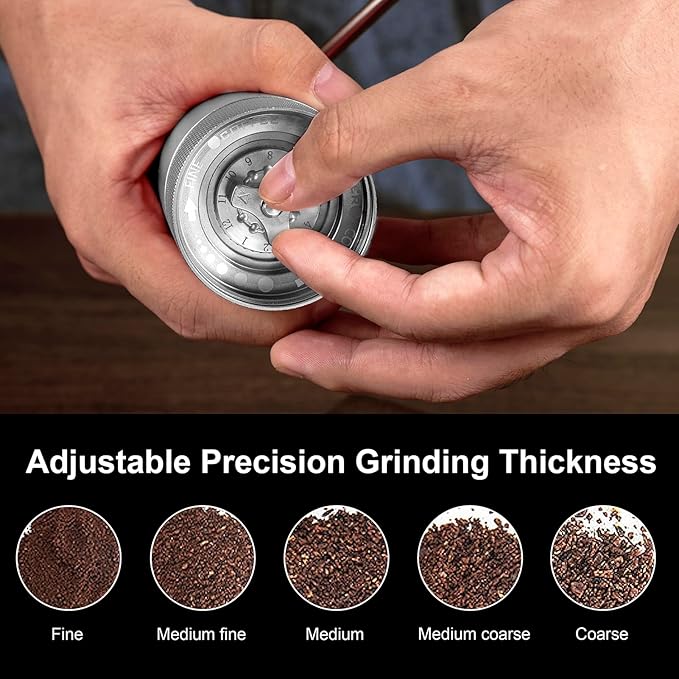 M6 Manual Coffee Grinder,Conical Hexagonal Burr & Double Bearings for Smooth Grinding,Designed for Espresso Pour Over French Press,25g Capacity,Compact & Portable,Gifts for Coffee Lovers