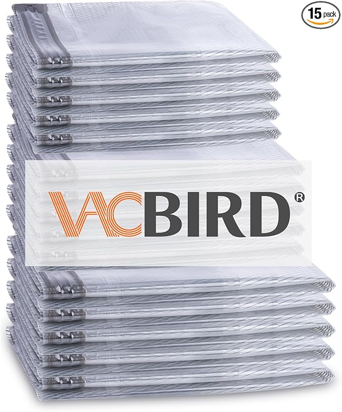 15-Pack Vacuum Storage Bags for Travel, Large/Medium/Small Compression Bags for Clothes (No Pump)