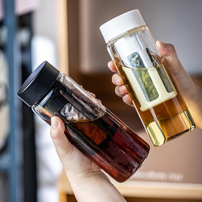 19oz Cold Brew Bottle, Cold Brew Maker with Removable Filter, BPA - Free Portable Cold Brew Tea Bottle for Iced Tea, Cold Brew & Fruit Infusion (White)