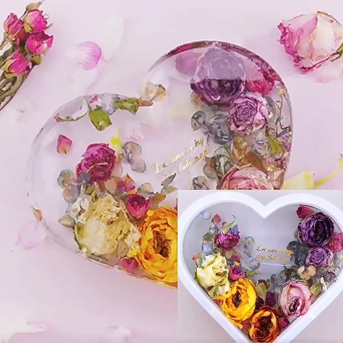Large Silicone Molds for Resin, Heart Resin Mold, Epoxy Resin Molds for Flowers Preservation, Resin Art Casting, DIY Wedding, Valentine, Home Decors (8.3'' x 2'')