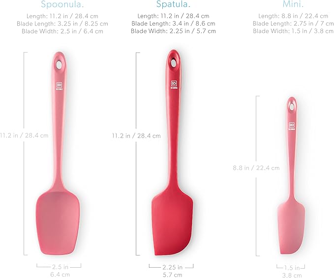 DI ORO - Large Silicone Spatula - 600ºF Heat-Resistant Spatula - Seamless Design - Pro-Grade Non-Stick Silicone Rubber with Reinforced Stainless Steel S-Core Technology (RED)