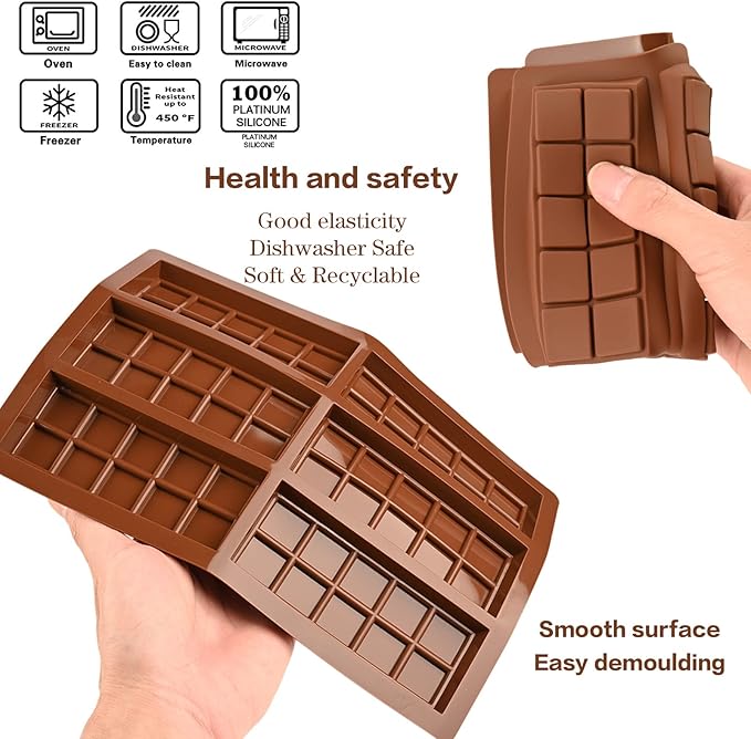 Silicone Wax Melt Molds - Rectangle Bar Molds for Wickless Candles & Chocolate