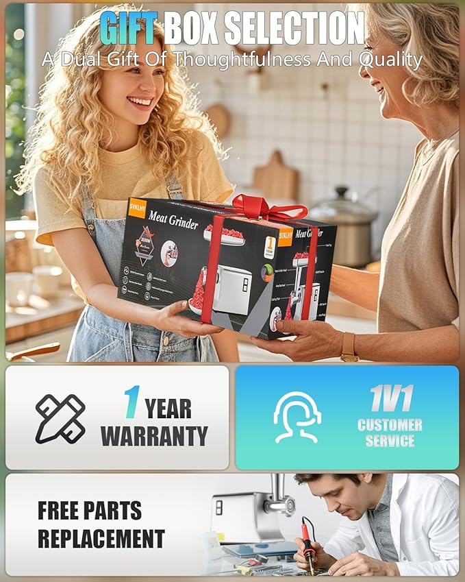 5.0 Upgrade Electric Meat Grinder【NO.1 Germany 3500W Super Motor】【SGS Certified SUS304 Blade & Plate】3-Second Fast Meat Grinding, Perfect For Meat Grinders For Home Use (SILVER)