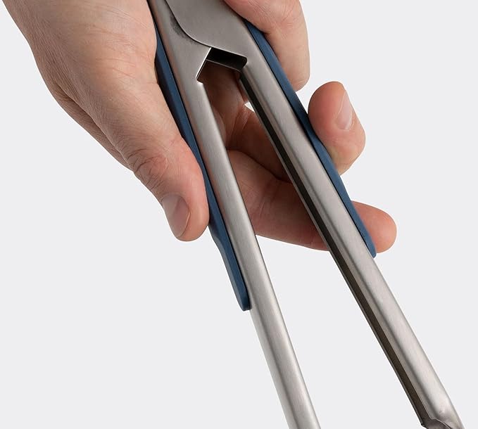 Misen Kitchen Tongs - Dishwasher Safe, Heavy Duty - Precision Stainless Steel Grilling Tool - Heat Resistant - Perfect for Serving and Air Frying - 13 Inch | Gray