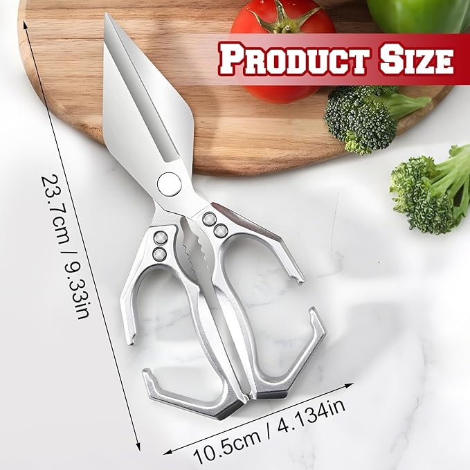 Multifunctional Heavy-Duty Kitchen Shears, Heavy Duty Kitchen Scissors for Food with Ergonomic Handle,Stainless Steel Culinary Shears for Chicken Meat Seafood Bone Cutting,Cooking Accessories (Red)