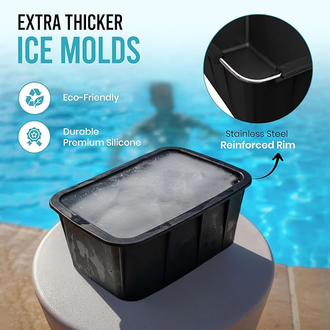 Extra Large Ice Block Mold (3-Pack) – 8 lbs Silicone Ice Brick Maker for Ice Bath & Cold Plunge – Giant Cube for Recovery, Muscle Relief & Coolers, Dishwasher Safe