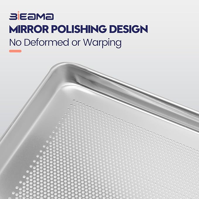 6 Pack Full Size 18" x 26" Aluminum Baking Sheet Pan Perforated, Commercial Bakery Equipment Cookie Sheets, NSF Approved Baking Tray
