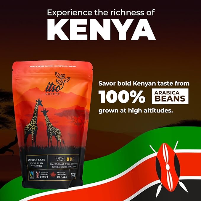 Medium Roast Whole Bean Coffee – Smooth & Balanced Arabica for Espresso, Cold Brew & Pour Over – Fresh Roasted Specialty Kenyan AA Beans – 250g Bag