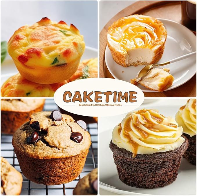 CAKETIME Silicone Muffin Pans for Baking, Regular 12 Cups and Mini 24 Cups Muffin Pan for Baking Egg Bites, Muffins, Cupcakes, Frittata Set of 2 Confetti